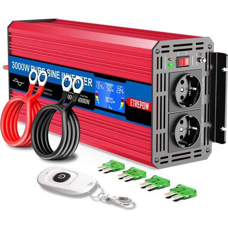 3000W/6000W Convertisseur 12V 230V Pur Sinus Onduleur à Onde Sinusoïdale Pure Transformateur avec Télécommande (1/5)