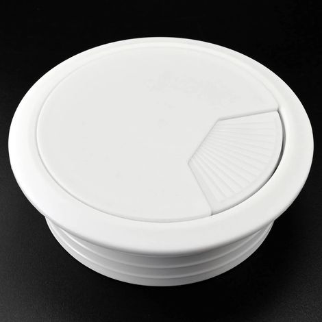 Lot de 4 passe-câbles de bureau de 80 mm, blanc, douille en plastique, gestion des câbles, compatible avec les bureaux à gestion des câbles (1/5)