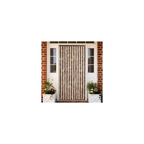 Tenda zanzariera in ciniglia beige e marrone chiaro, 100 x 220 cm - Crezuo