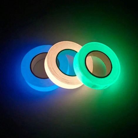 3 Rouleaux de Ruban Lumineux Auto-Adhésif Phosphorescent 3m x 1cm, pour Escaliers, Murs et Panneaux de Sortie, Décoration de Scène et de Maison (1/5)