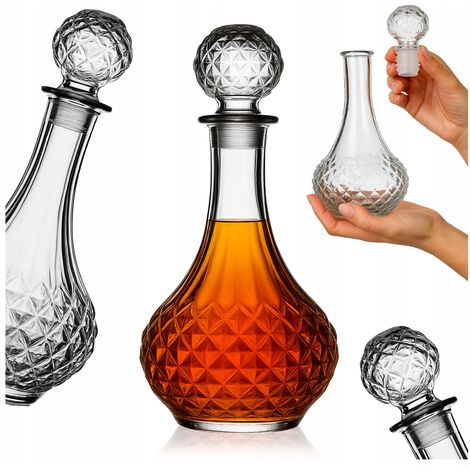 Jarra redonda de 0,8 L con tapón de cristal redondo.