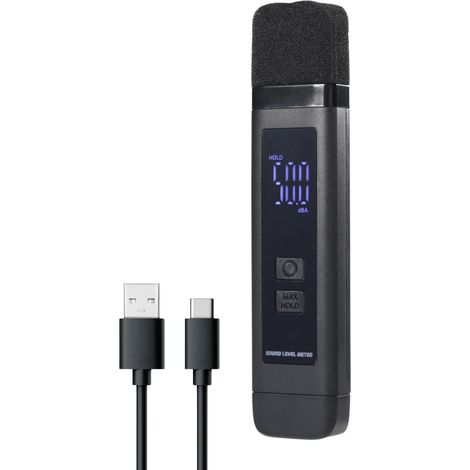 Sonomètre portable numérique rechargeable avec plage de mesure de 30 à 130 dB, maintien des données, pondération A, pour l'usine et les chantiers (1/5)