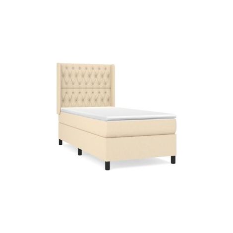 Sommier à lattes de lit avec matelas Crème 90x200 Tissu (1/5)