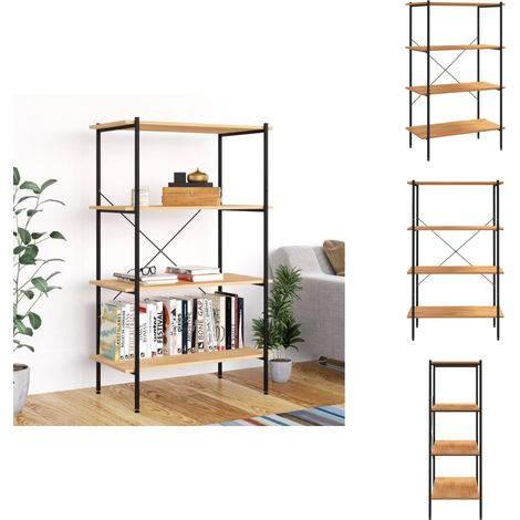 Étagère à 4 niveaux noir et chêne 80x40x130 cm - Bibliothèque - Étagère - Rangement - Meuble De Salon - Bibliothèque Design (1/5)