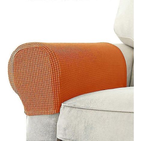 2 housses d'accoudoirs extensibles en spandex jacquard, protection douce et élastique pour chaises, canapés, fauteuils, etc. (1/4)