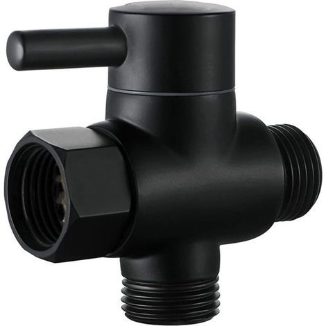 ne de coupure de la colonne de douche vanne d'arrêt 1/2 valve de pommeau de douche un t douchette pour wc (Noir) (1/4)