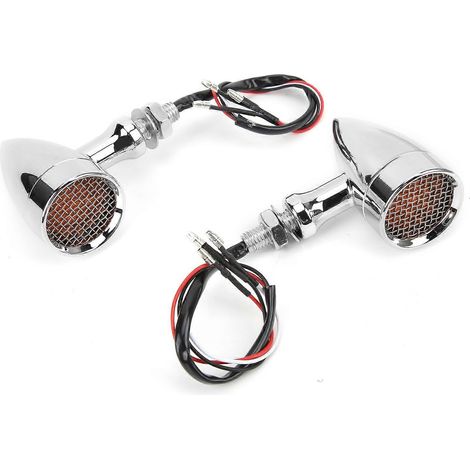 2 Stück Motorrad-LED-Blinker 12V 10mm bernsteinfarbenes Licht verchromtes Gehäuse Universal