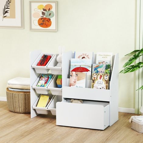 Mobile contenitore per bambini con 6 cassetti, libreria, bianco DESVIAE (1/5)
