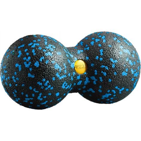 Pelota de masaje doble 4FIZJO de 8 cm, negra y azul. (1/2)