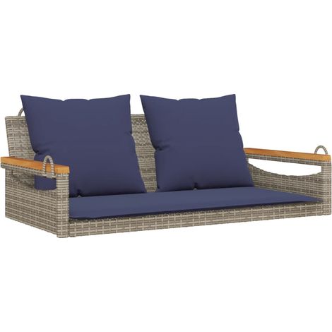 Maison Exclusive - Panchina Dondolo con Cuscini Grigia 109x62x40 cm in Polyrattan