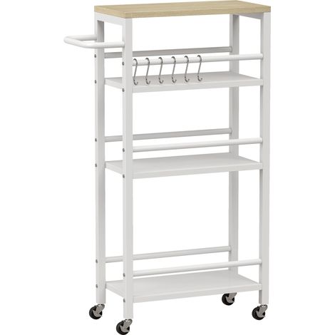 Carro de cocina estrecho 50 x 20 x 81 cm ahorrador de espacio almacenamiento optimizado moderno y elegante de tablero de partículas blanco 210001075 (1/4)