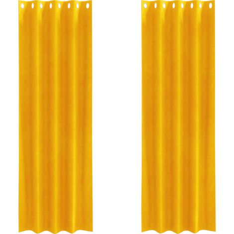 Tende 2 pcs Giallo senape 140 x 225 cm Velluto vidaXL (1/5)