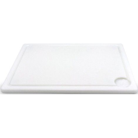 Tagliere professionale LE PRATIQUE 40 x 30 x 1,5 cm in polipropilene bianco con scanalatura e raccoglisucchi Ø 5 cm (1/4)
