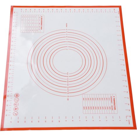 Platin-Silikon-Backmatte 50x60cm rot, antihaftbeschichtetes Gebäckbrett mit Graduierung, antihaftbeschichtete Knetmatte. (1/5)