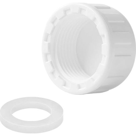 Lot de 2 Capuchons Filetés en PVC, Bouchon Raccord Tuyau à Filetage Femelle 20 mm, Siphon D'obturation avec Rondelle - 40MM-1 Pièces (1/5)