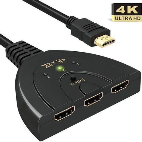 Switch HDMI 4K, selettore switch HDMI a 3 porte GANA, splitter HDMI, cavo switch HDMI compatibile con 4K/1080P/3D (1/3)