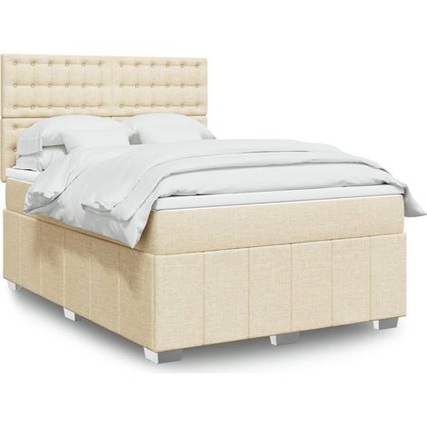 Boxspringbett mit Matratze Creme 160x200 cm Stoff (1/5)