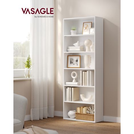 Étagère avec 6 Niveaux, Bibliothèque, pour Bureau à Domicile, Chambre, Salon, Bureau, Blanc (1/5)