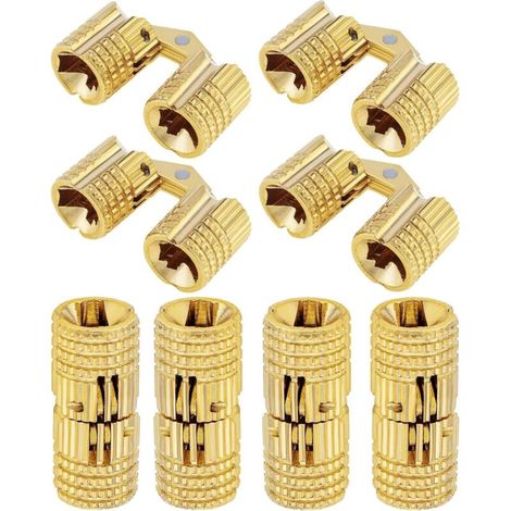 Satz von 8 Messing-Scharnieren, verdeckt, 180 Grad Öffnungswinkel, für Möbel, Schmuckkästen, Heimwerkerarbeiten, Handwerk (8, 8 mm) (1/5)