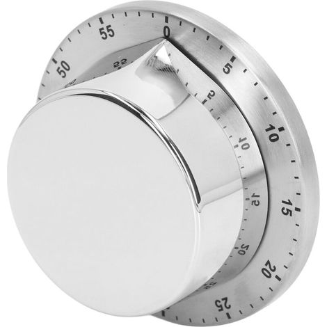 UlisemMinuterie de cuisine mécanique en acier inoxydable 304 avec aspiration magnétique, minuterie de cuisine pour chef, horloge blanche (1/4)