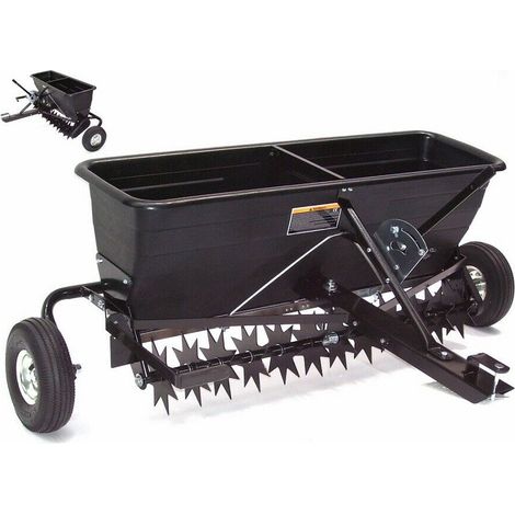 Anhänger Rasenlüfter Rasenbelüfter 102cm Vertikutierer mit Streuwagen 55552