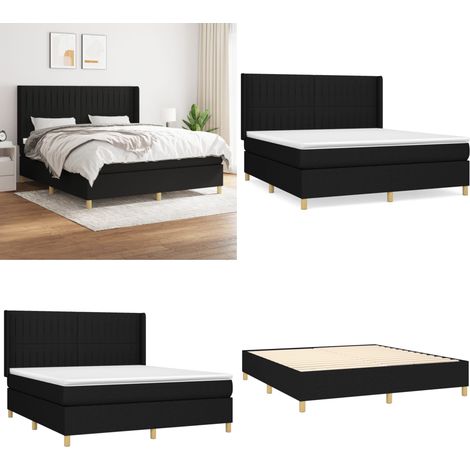 Boxspringbett mit Matratze Schwarz 160x200 cm Stoff - Boxspringbett - Doppelbett - Schlafsystem - Lattenrost - Bettrahmen - Home & Living (1/5)