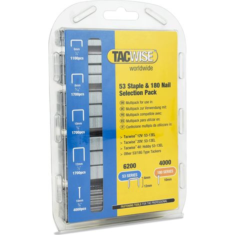 Tacwise 1628 Selection Pack 53/6-12 mm & 180/10 mm Staples & Nails Pack of 10200 (1/5)