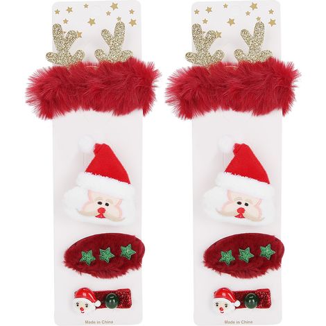 Paar weihnachtliche Haaraccessoires – bestickte Weihnachtsmann-Haarspange und Haarband für Mädchen – Geschenkidee für die Feiertage (1/5)