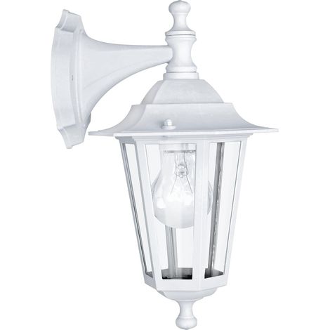 1 Applique murale extérieure, Fonte d'aluminium blanc, Verre transparent, Douille E27, IP44, Terrasse