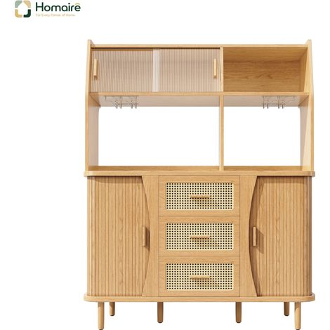 Buffet en mdf naturel avec rangement 140 x 40,5 x 174,5 cm HOMAIRE (1/5)