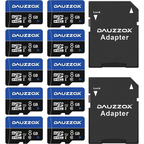 Lot de 10 Cartes Micro SD 8Go UHS-I U1 C10 80Mo/s avec Adaptateurs (1/5)