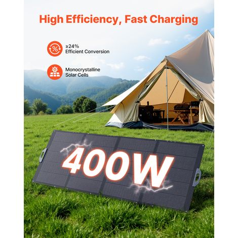 Panneau Solaire Portable 400 W Chargeur Solaire Pliable Monocristallin pour Stations d'Alimentation, Camping, Randonnée, Haut Rende… (1/5)