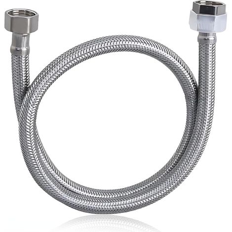 Tuyau de raccordement G1, tuyau de robinet de 1 m, tuyau blindé en acier inoxydable 304 de 5 cm, tuyau flexible de raccordement pour mitigeur de toilette, robinet de cuisine (1/5)