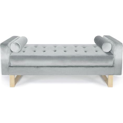 Banquette capitonnée Shell Velours Argent