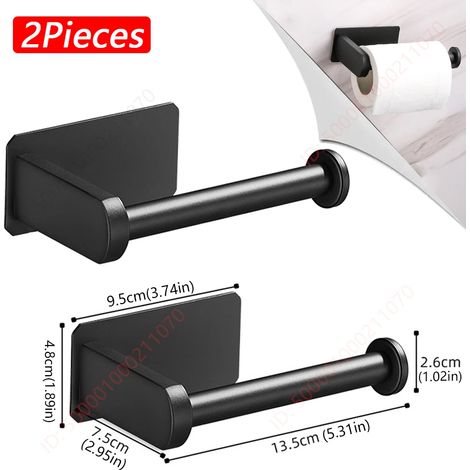 (2 supports noirs B) Porte-papier toilette, distributeur de papier essuie-tout adhésif et absorbant pour salle de bain, accessoires de rangement pour WC et cuisine (1/5)