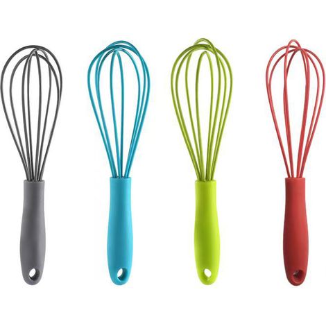 (4er-Set) Silikon-Schneebesen, 17 cm, antihaftbeschichtet, zum Kochen, Backen, Mischen und Pürieren in beschichteten Pfannen, 4 Farben (1/5)