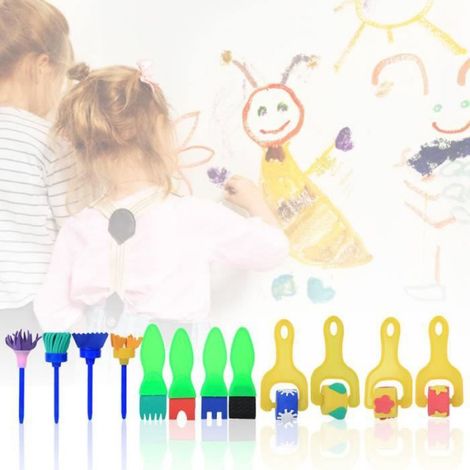 Ashata Pinceau à peinture 12pcs Pinceau Éponge Rouleau à Peinture Éponge Outil de Peinture Enfants Jouets Éducatifs(Style 2 ) (1/4)