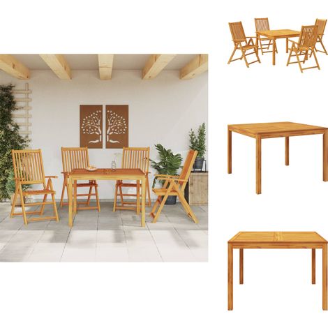 Ensemble à manger de jardin 5 pcs Bois d'acacia solide - Salon De Jardin - Meuble De Jardin - Set De Table Extérieur - Table Basse - Acacia Massif (1/5)