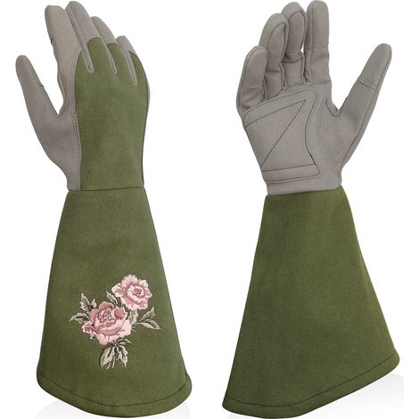 ZHIJIA PREMIUM Gants en cuir 24 cm avec poignet ajustable pour jardin, chantier et moto (Taille L, 1 paire) (1/4)
