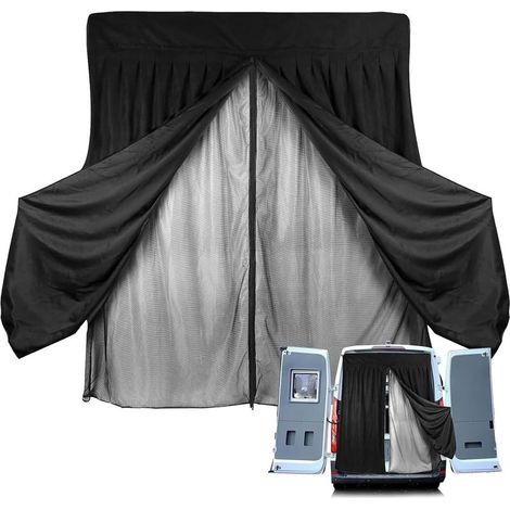 135x145cm Couverture de Porte d'Aile Grande Taille,Moustiquaire pour Porte Arrière de Camionnette ,Moustiquaire Magnétique en Maille Noire,pour Voiture,Camping,Van,Camping Car (1/5)