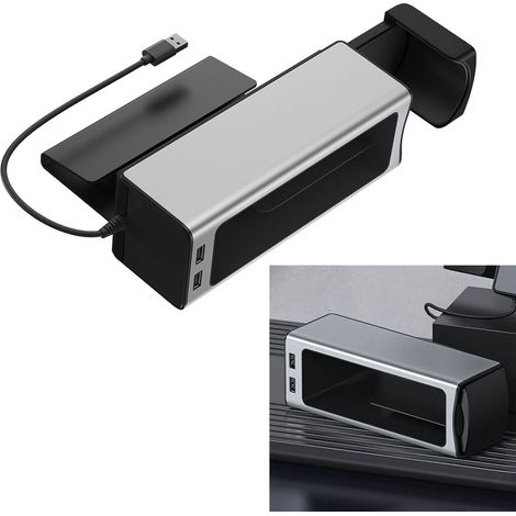(Exklusiv in Südostasien erhältlich) Baseus Auto-Aufbewahrungsbox – Hochwertige Metall-Aufbewahrungsbox für die Armlehnen, ideal zur Organisation des Raumes zwischen den Armlehnen – mit zwei USB-Ansch (1/2)