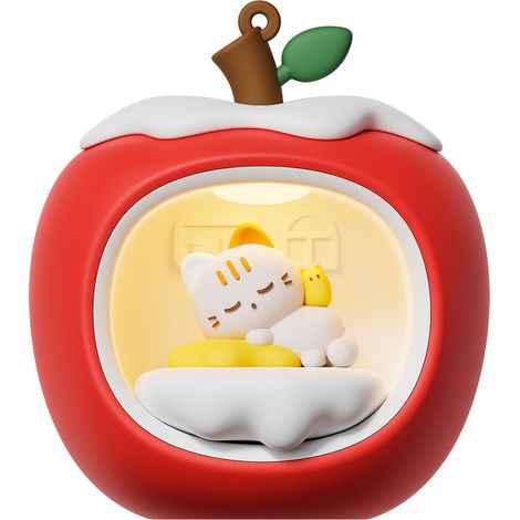Veilleuse de Noël Maison Chat à Lumière Douce, Décoration de Chambre à Coucher, Lampe de Protection des Yeux, Cadeau pour la Maison, Lumière d'Ambiance (Modèle Rechargeable USB)