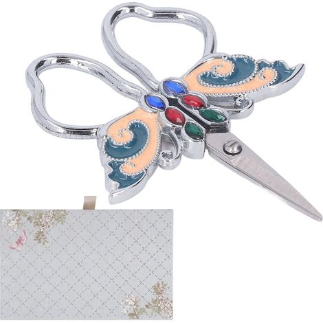 Ciseaux vintage broderie papillon acier inoxydable pointe fine cisaille détail couture (1/5)