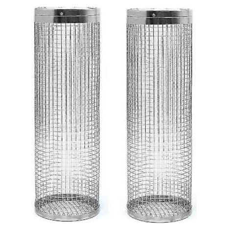 Lot de 2 paniers à griller à roulettes - Le meilleur panier à griller qui soit, filet à griller rond en acier inoxydable (1/5)
