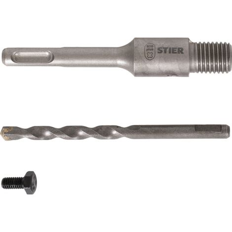 Mandrin d'entraînement STIER SDS-Plus M16 110 mm avec foret à centrer, pour trépans