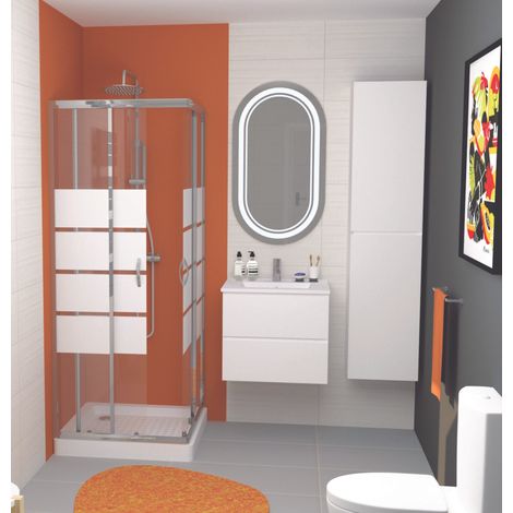 ONDEE ZEN - Miroir rétro-éclairant SIGNY - Argent - 57x80cm - Verre - Contours sablés (1/3)