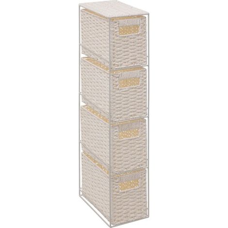 Etagère avec 4 tiroirs en papier/fer coloris blanc - Longueur 25 x Hauteur 15 x Profondeur 70 cm (1/3)