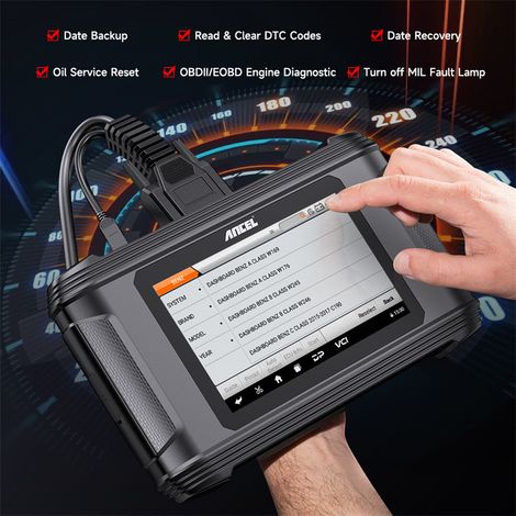 Tablette diagnostic ANCEL DM500 OBDII EOBD 12V, outil réglage correction kilométrage tableau de bord automobile, lecteur code défaut moteur remise à zéro entretien vidange, sauvegarde restauration don (1/4)