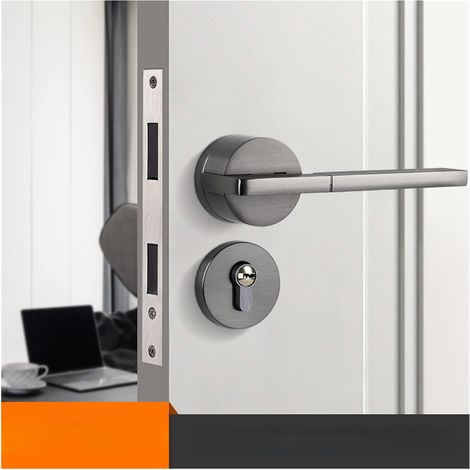 Serrure de porte intelligente Poignée de porte intelligente intérieur extérieur bouton levier avec serrure et clé chambre salle de bain noir for maison aimant en alliage d'aluminium chambre ( Color : (1/4)