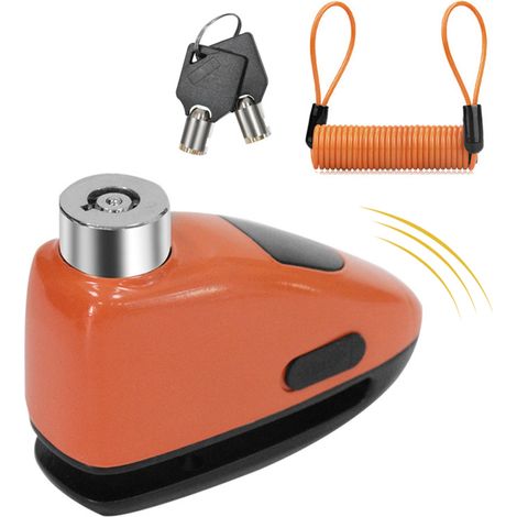 Fahrradscheibenschloss, USB-C-Ladealarm, orange